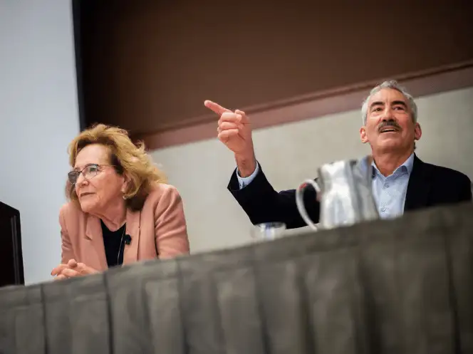 Dr. Hazel Markus and Dr. George Loewenstein participating in a panel discussion