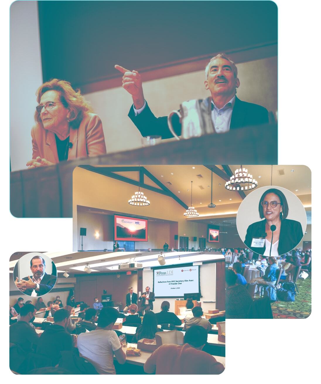 Collage of photos from CHIBE forum and speaker events  in 2023