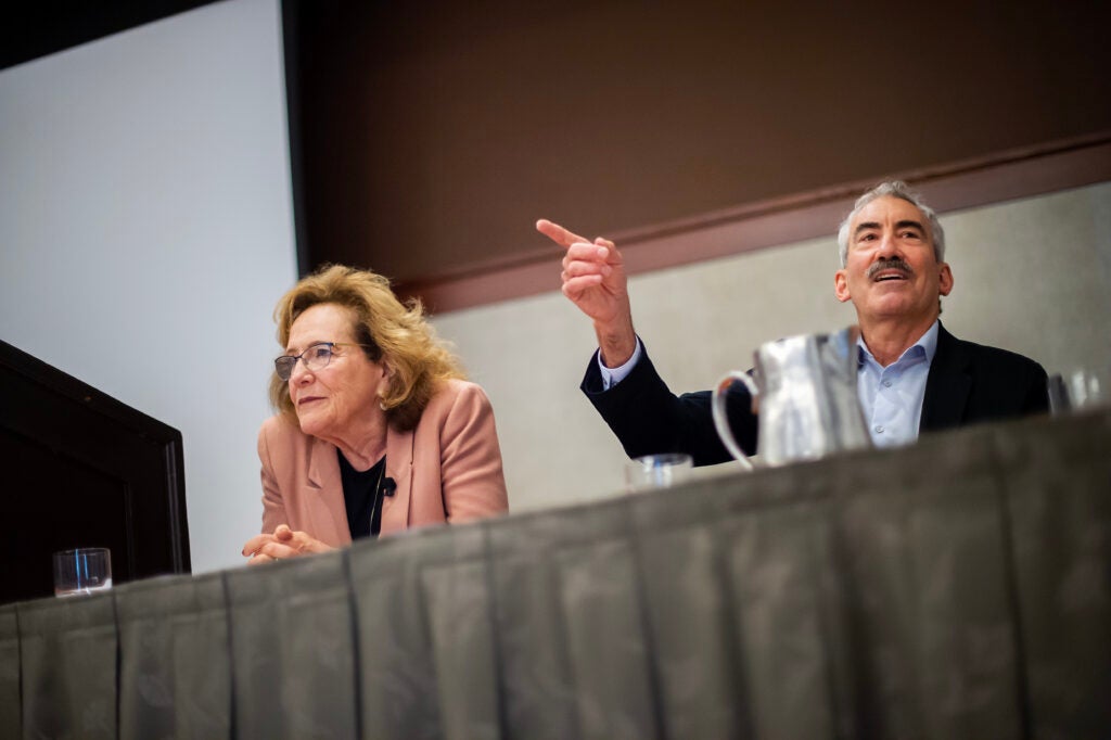 Hazel Markus and George Loewenstein at a CHIBE panel
