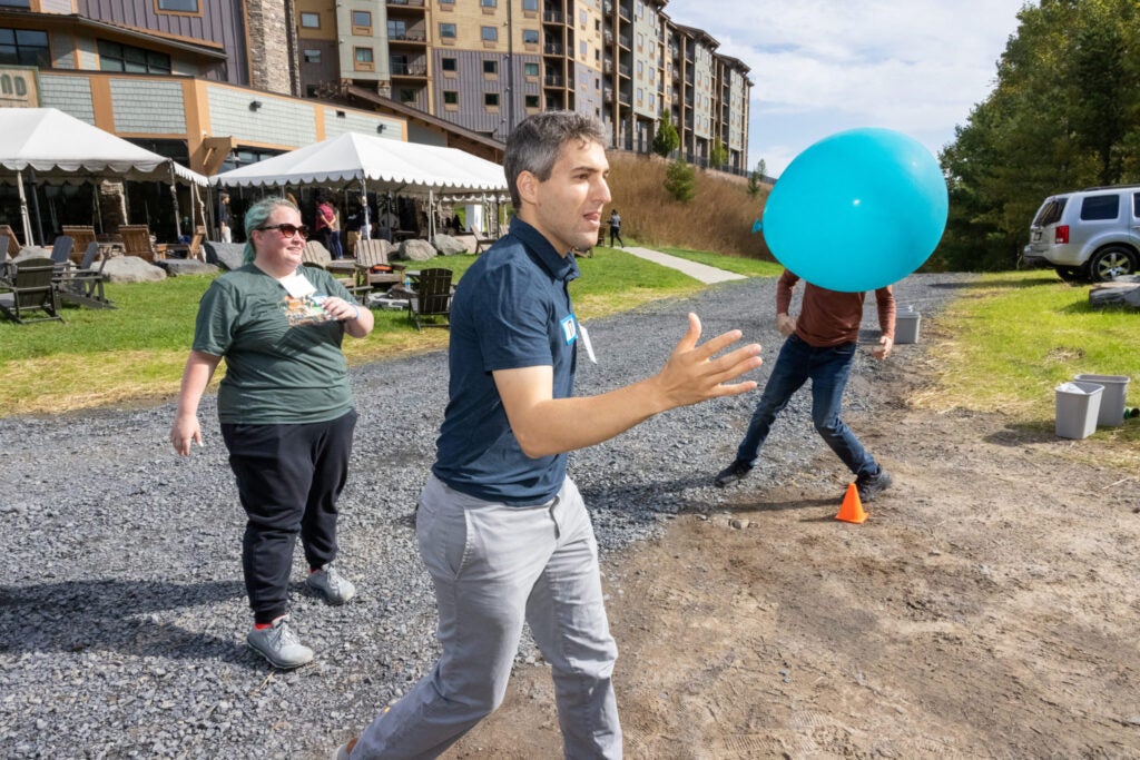 aaron schwartz playing balloon game at roybal retreat