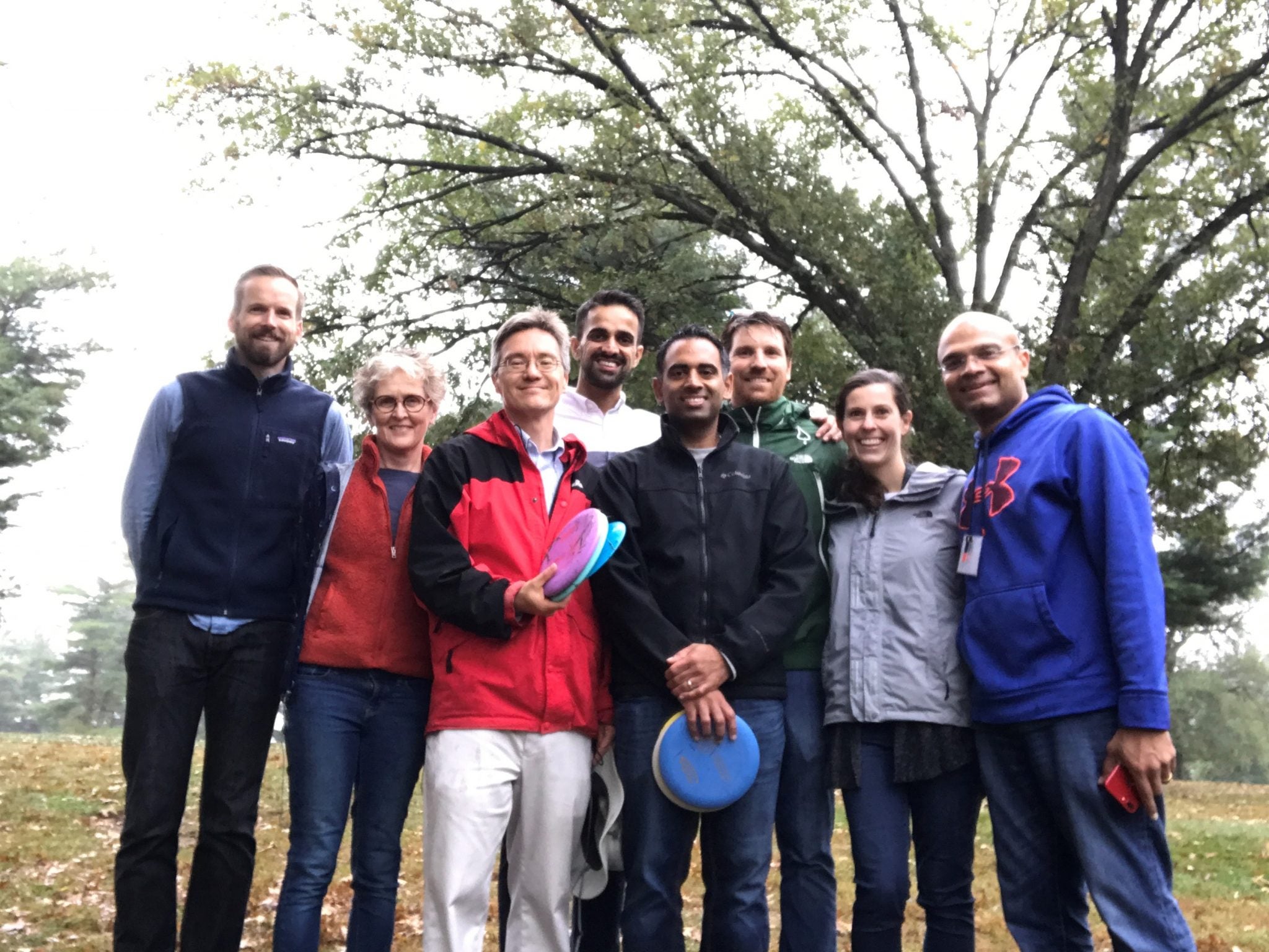 Disc golf group shot at 2019 roybal retreat