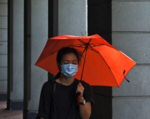 woman wearing mask