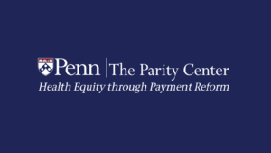parity center logo on navy background