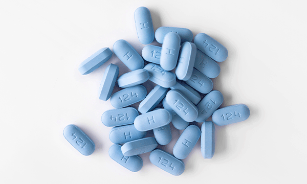 blue pills on a white background